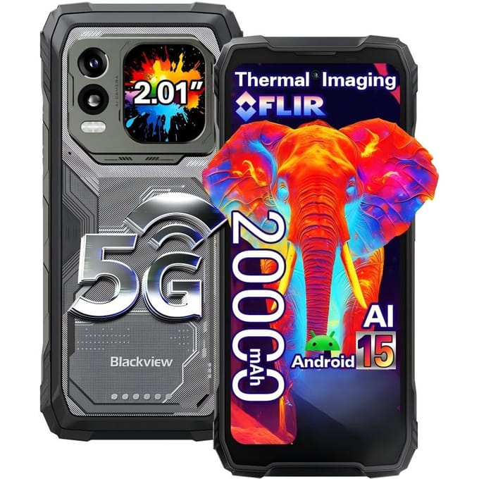 Blackview Xplore 1 Pro 5G Mobiele Telefoon 12GB+256GB 20000mAh 6.78  Scherm 64MP Android 15 Smartphone