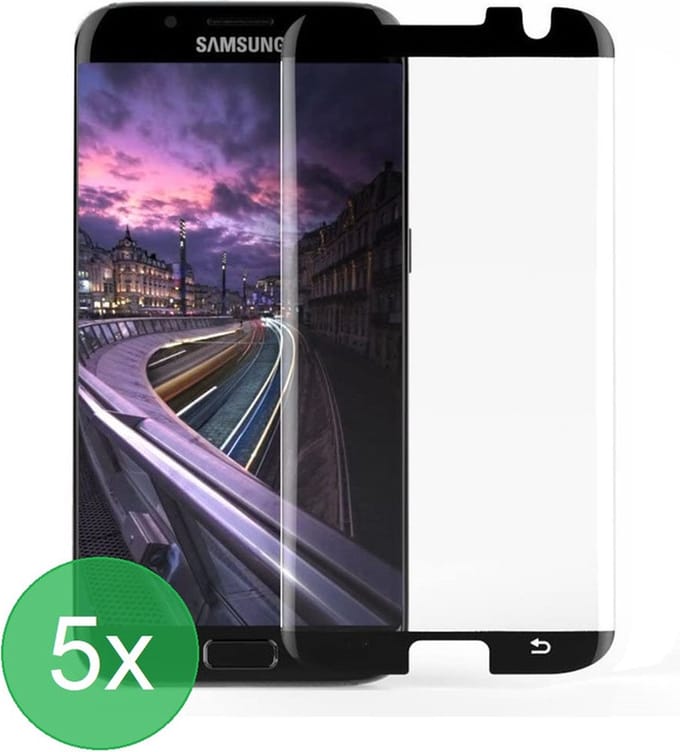 Geschikt Voor: Samsung Galaxy S7 Edge Full Screenprotector 5x - screen protector - volledige glas - bescherming - beschermglas - ZT Accessoires