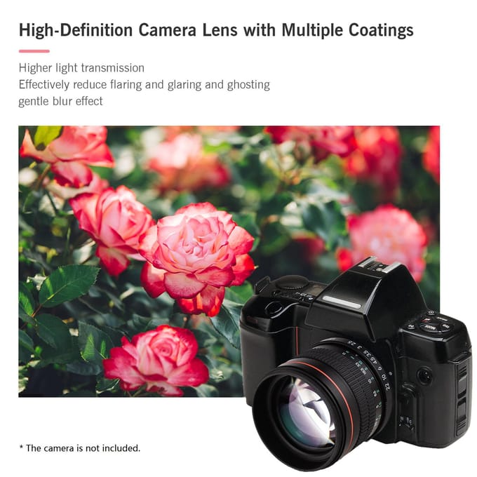 Andoer F1.8 Groot Diafragma Medium Tele Full Frame Portret Camera Lens Handmatige Focus 7 zwart