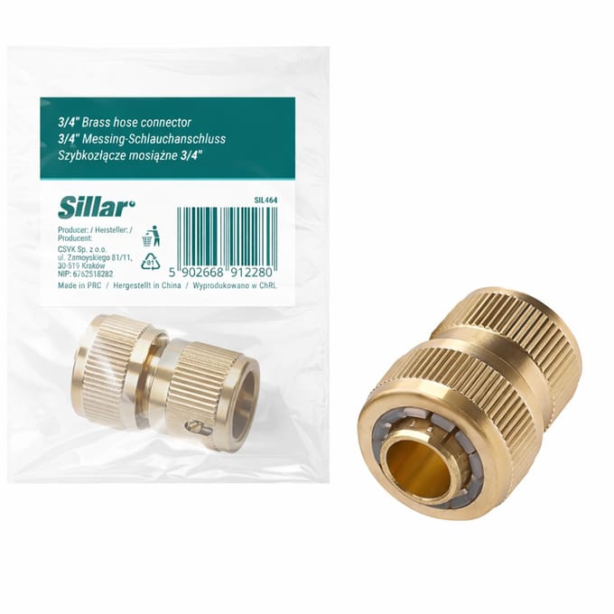 Sillar Snelslangkoppeling voor Tuinslang – Messing Kraanaansluiting – Tuinslangkoppeling – 3/4 inch - 1 stuck