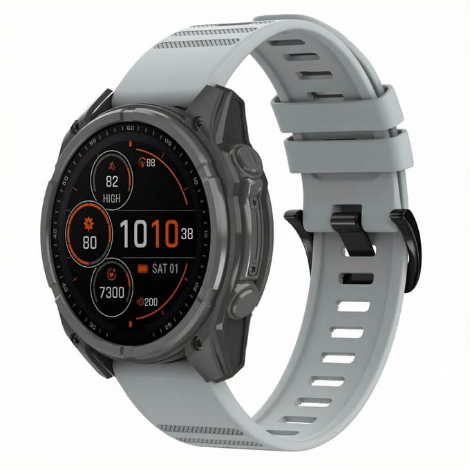 imoshion QuickFit® Stripe Siliconenbandje - Garmin 22 mm aansluiting - Grijs