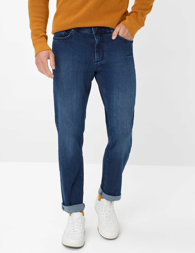 Brax Heren Jeans  Style COOPER, denim blauw regular, maat 34/34