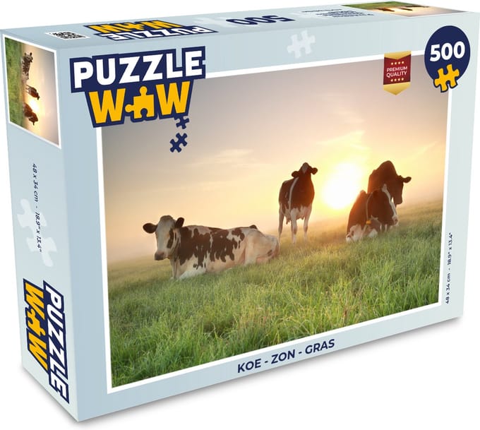 Puzzel Koe - Zon - Gras - Legpuzzel - Puzzel 500 stukjes