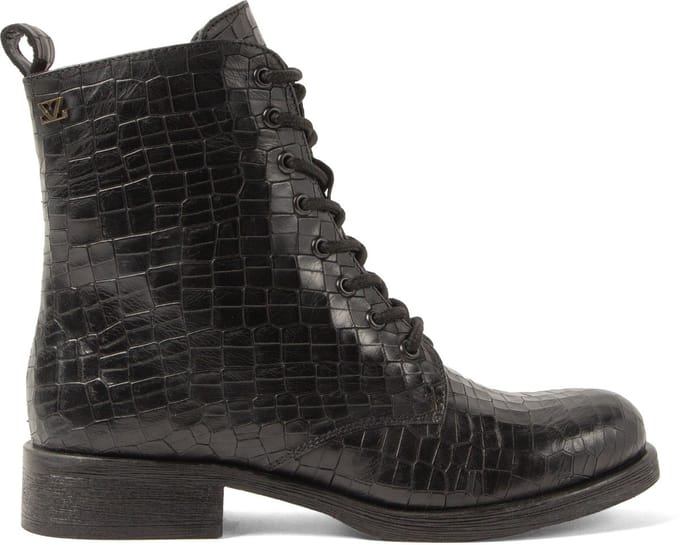 Lazamani - Nella Dames Veterboots Leer Black - Maat 37