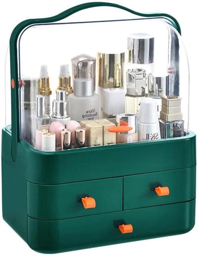 Make-up Organizer - Cosmetica Opberger - Sieraden Opslag - Stofdicht Deksel - 34.7 cm Hoog - Groen