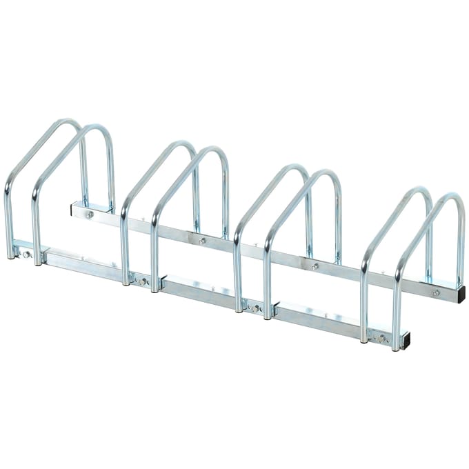 Homcom Parking Voor 4 Fietsen Stalen Beugel 110X33X27 Cm Zilver Silver