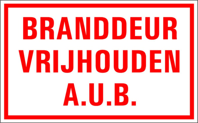 Branddeur vrijhouden a.u.b. tekststicker 200 x 125 mm