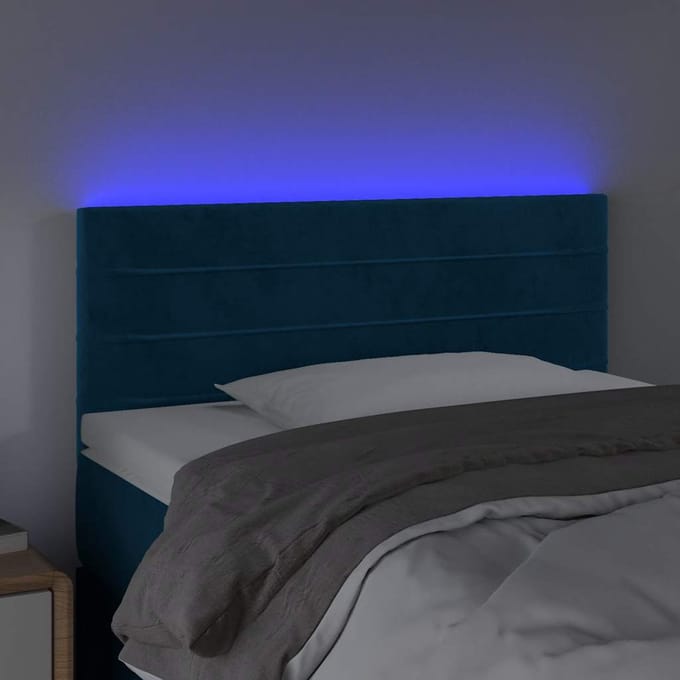 vidaXL - Hoofdbord - LED - 90x5x78/88 - cm - fluweel - donkerblauw