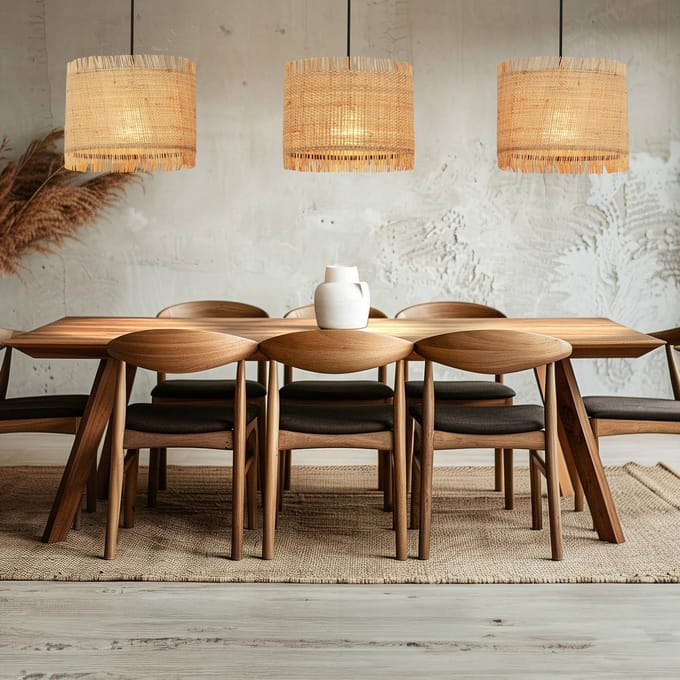 B.K.Licht Slama - Eetkamer hanglamp - stro lampenkap - boho stijl - E27 fitting - 110 x 25 x 120 cm - naturel - beige
