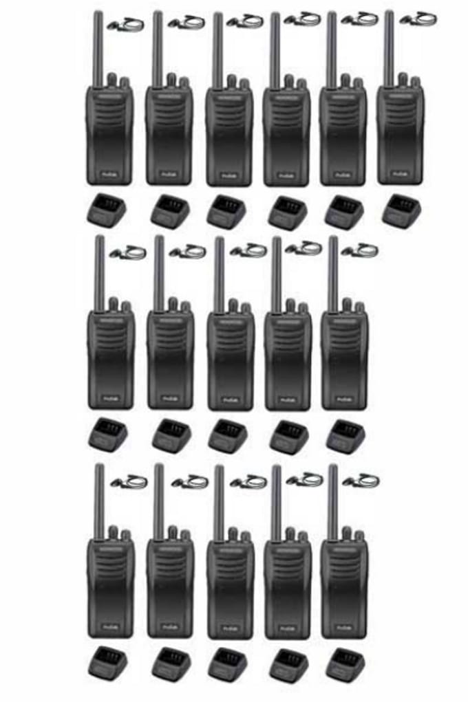 Set van 16 stuks Kenwood TK-3501 met D-shape oortje en tafelladers