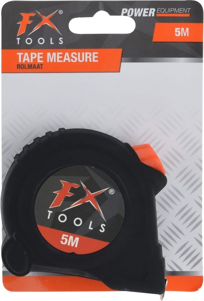 FX Tools Rolmaat - 5 meter - 20 mm - zwart - meetgereedschap