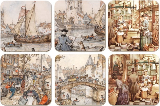 Anton Pieck Onderzetters 6 stuks