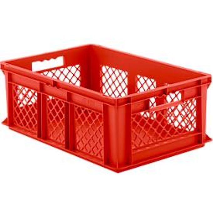 Eurobox serie EF 6221, van PP, inhoud 43,5 l, geperforeerde wanden, rood, open handgreep