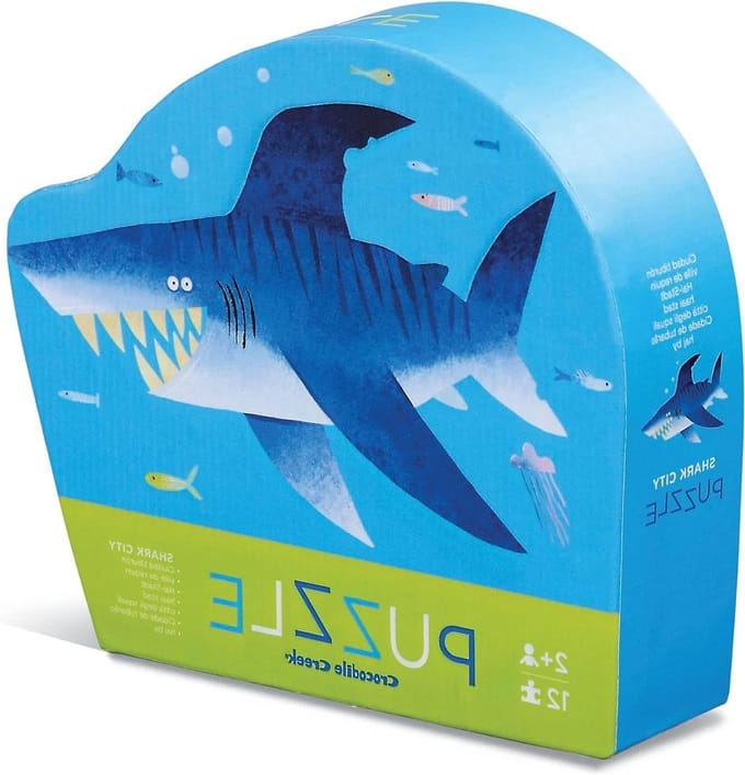 Mini Vloerpuzzel - Kinderpuzzel Peuters - Creatief Spelen - 12 Grote Stukken - 23 x 30 cm - Haaienstad
