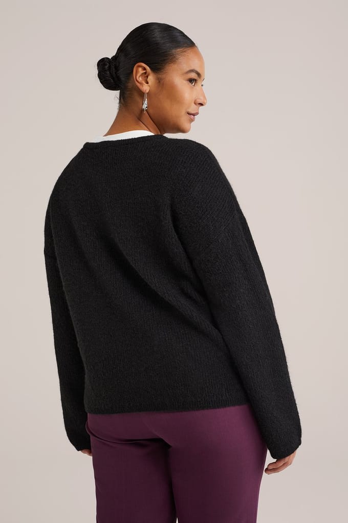 WE Fashion Dames gebreid vest met structuur - Curve