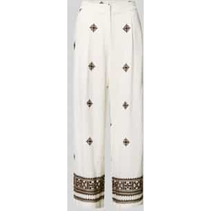 Broek van mix van viscose en linnen met stitchings