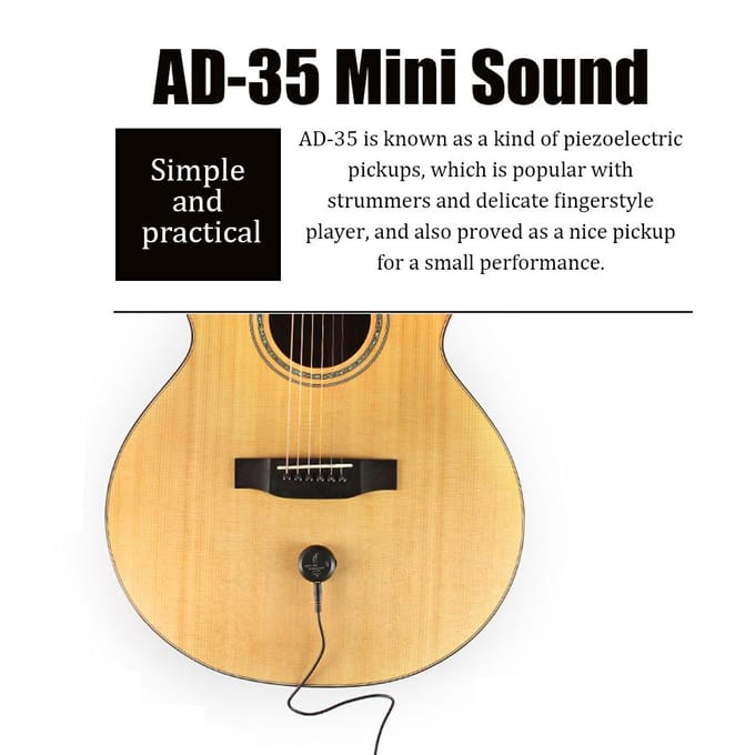 AD-35 Mini Sound Pick-up Piezo Versterker Transducer Stick Piezo Pickup voor zwart