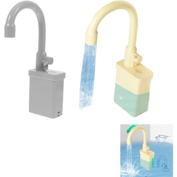 Draaibaar Keukenkraan Vervanging Speelgoed Simulatie Plastic Keuken Spoelbak Speelgoed Kraan Met Stromend Water Kraan Speelgoed grijze kleur