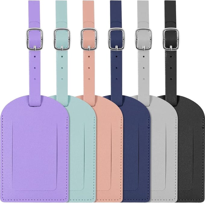 BOTC Kofferlabels - Leather Bagagelabel - 6 stuks Kofferlabel - Reisaccessoire - Naamlabel - Meerdere Kleuren