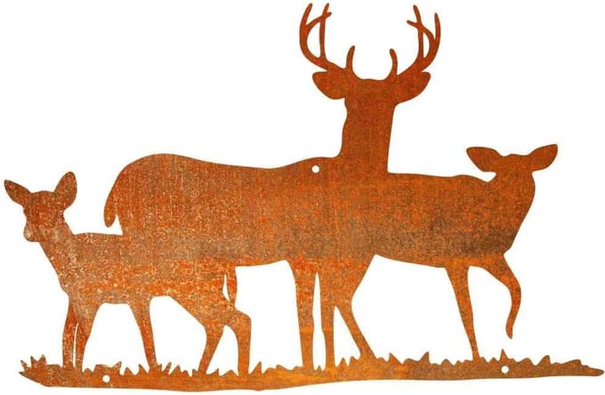 Hert familie 2 - silhouet van cortenstaal