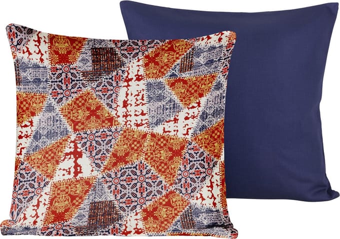 De Witte Lietaer Sierkussensloop Set Quilt Blue Ribbon - 40 x 40 cm - Satijn Katoen
