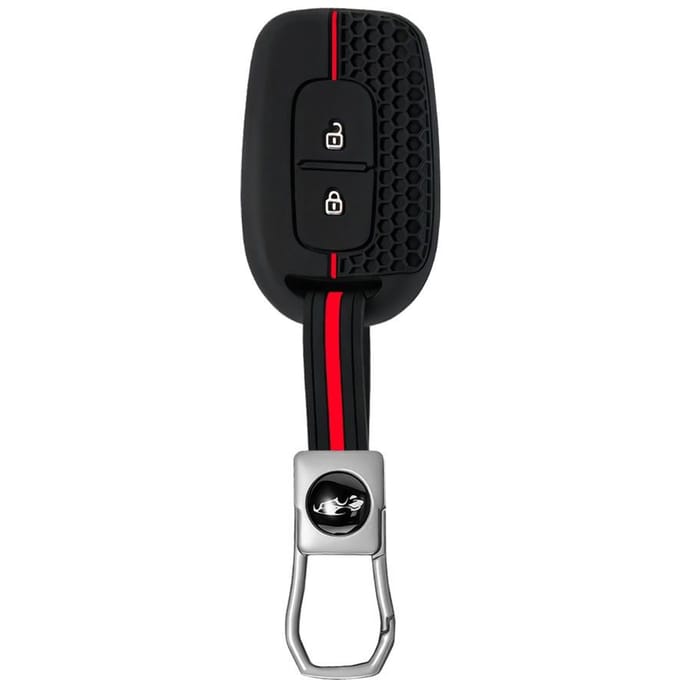 Étui Porte-clés en Silicone à 2 Boutons Coque Support Pour Renault Clio Modus Clio Dacia Sandero Logan Duster Dokker black