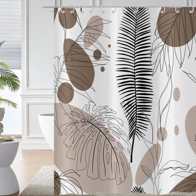Douchegordijn 180 x 200 - Abstract Boho Bladeren - Waterdicht Polyester - Modern en Minimalistisch - SnelShoppen