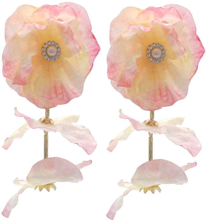 Oorbellen Bloemen – Kunststof – 9.5x5cm – Roze