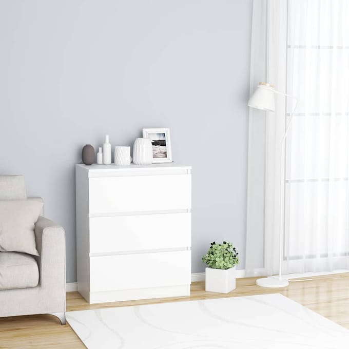 vidaXL - Dressoir - 60x35x76 - cm - bewerkt - hout - wit