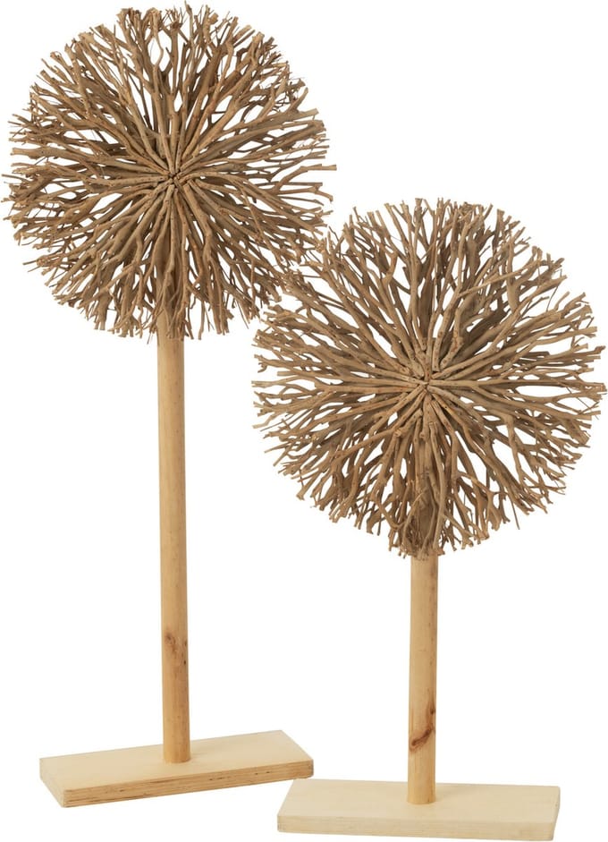 J-Line decoratie op voet - theeboomhout - naturel