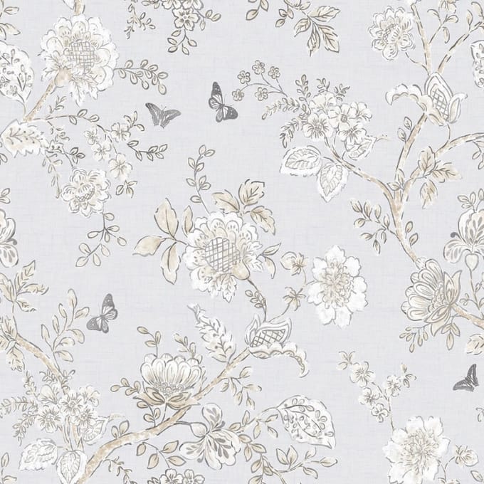 Homestyle - Behangpapier - Bloemen - Behang - Grijs / Blauw - 0,53 x 10 M.