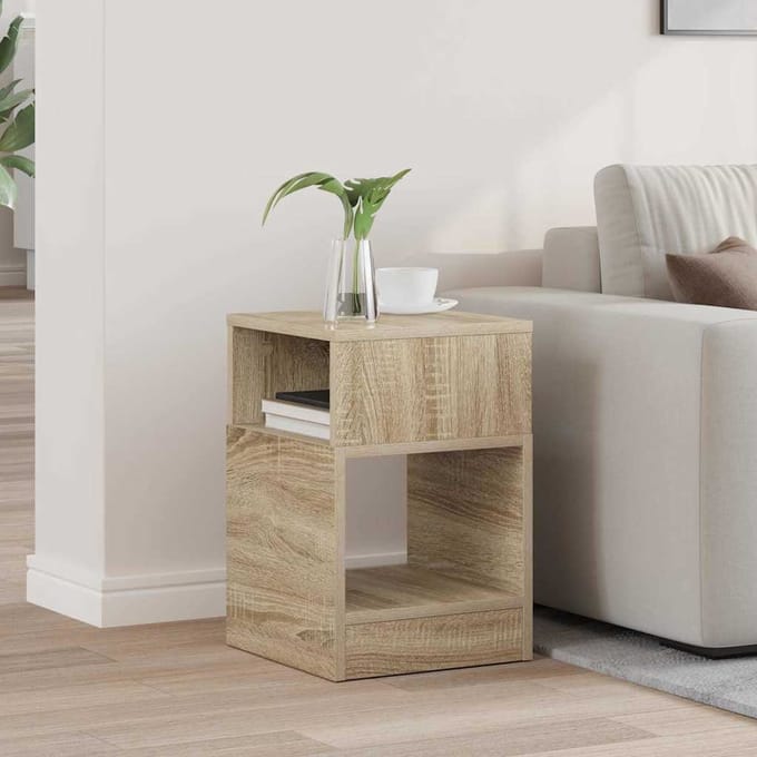 vidaXL - Bijzettafel - Sonoma - Eik - 30,5 - x - 30 - x - 45 - cm - Bewerkt - hout