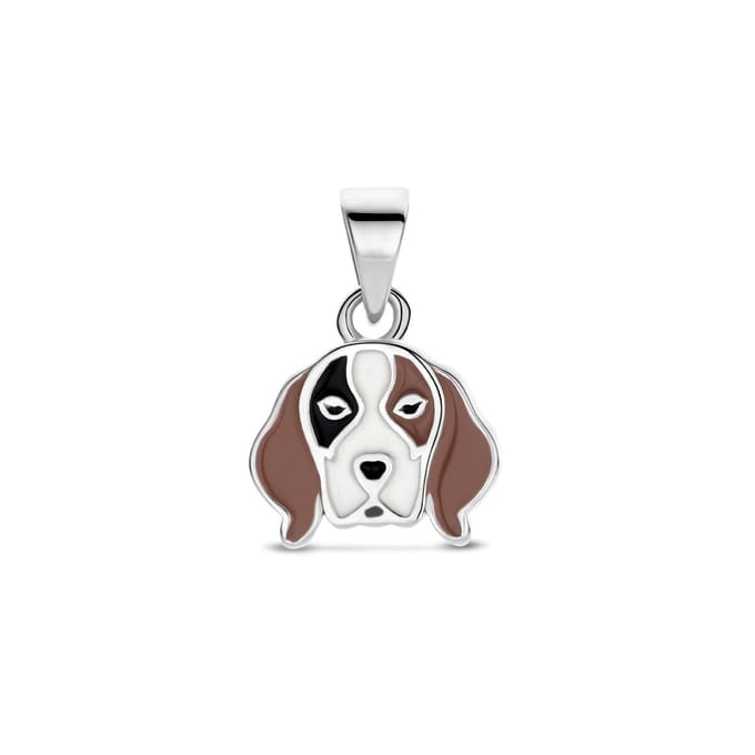 Zilveren gerhodineerde hanger hond 14 mm - 1341901