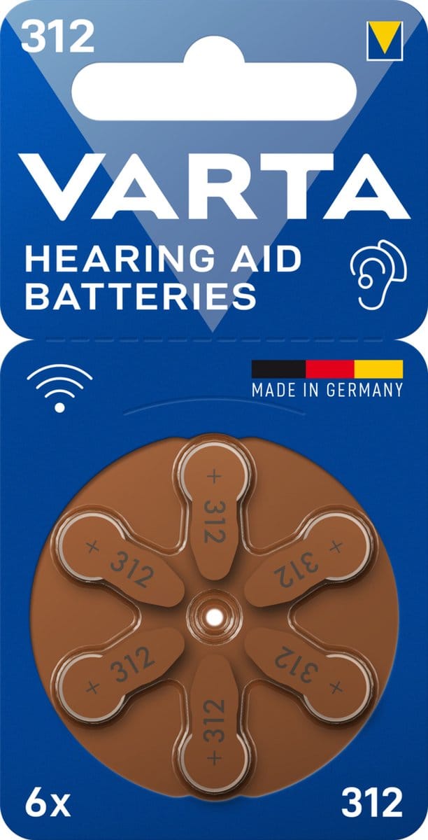 VARTA Hearing aid batteries 312 PR41 (zinc air Button cell 1.45V) 6-pack
