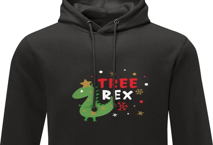 Unisex Kerst Hoodie - 'Tree Rex' - De Must-Have voor de Feestdagen -Large