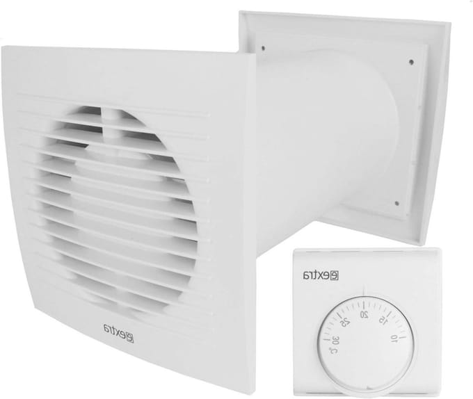 Warmteverdeler Ventilator - Warmteafvoer Ventilator - Overtollige Warmte Verplaatsen - Met Thermostaat - 100 mm Diameter - Wit
