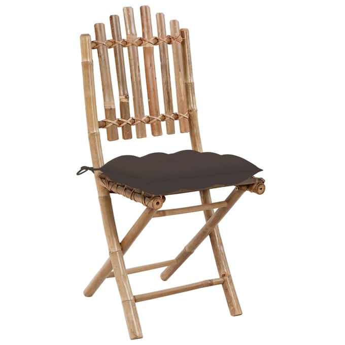 vidaXL - Opklapbare - stoelen - (2 - stuks) - met - kussens, - bamboe
