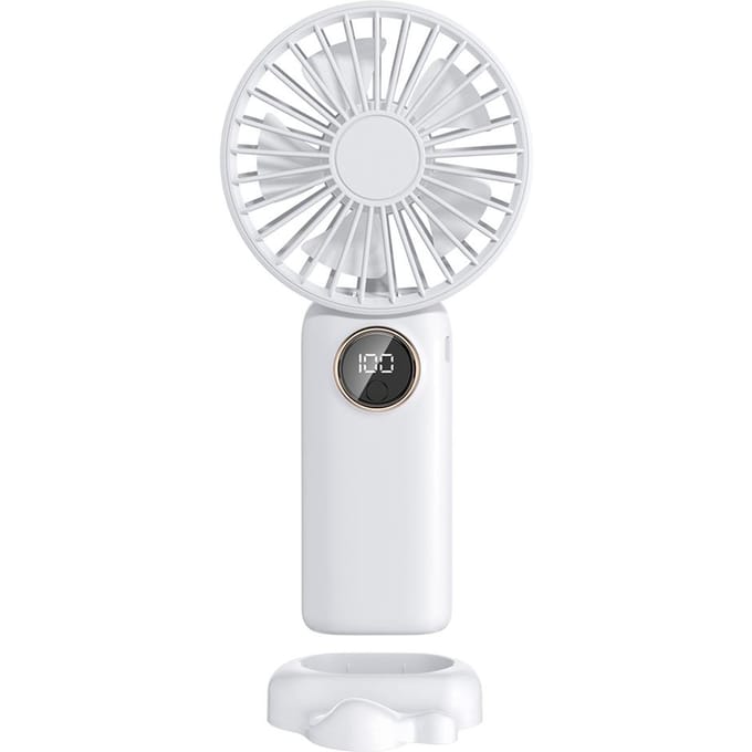 Draagbare Ventilator Mini Handheld Elektrische Ventilator Ondersteunt 5 Instelbare Windsnelheden Stille Werking Aangedreven door wit