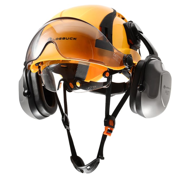Casque de sécurité de style LOEBUCK avec double pare-soleil et casque de protection auditive 30DB black
