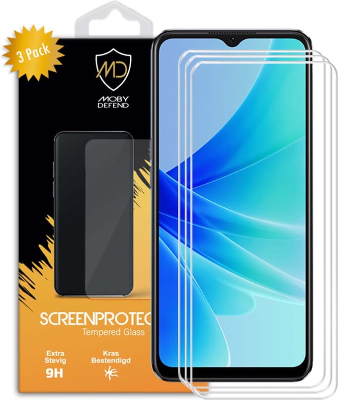 3-Pack MobyDefend Screenprotectors - Geschikt voor Oppo A57 / A57s / A77 - Case-Friendly Screensavers - Gehard Glas