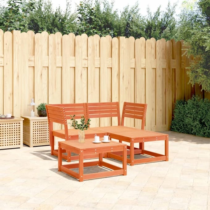 vidaXL - 3-delige - Loungeset - massief - grenenhout - wasbruin