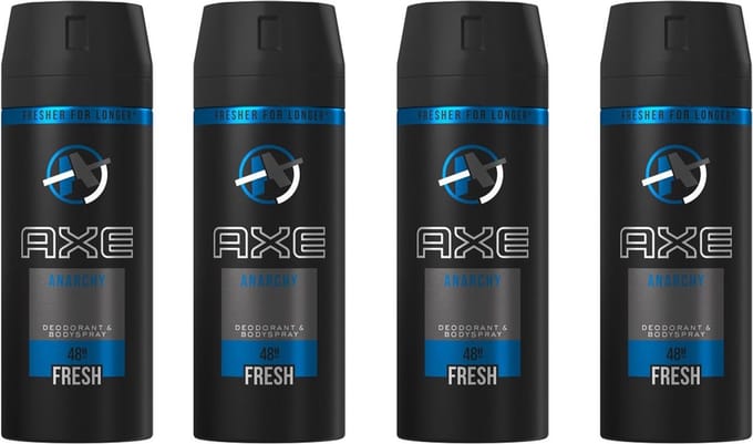 Axe Deodorant Spray 150 ml Anarchy For Him 4 stuks Voordeelverpakking
