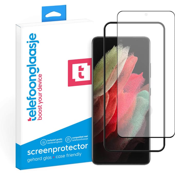 Samsung Galaxy S21 Ultra screenprotector gehard glas Case Friendly