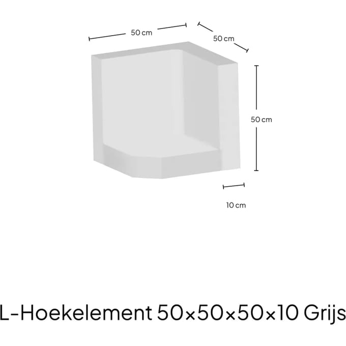 Hoek-L-Element 50x50x50x10cm Zichtbeton
