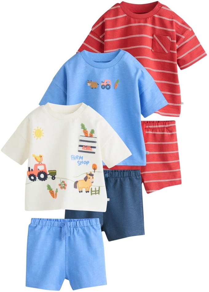 Next - Jongens - Tops en shorts babyset 6 -delig - Blauw