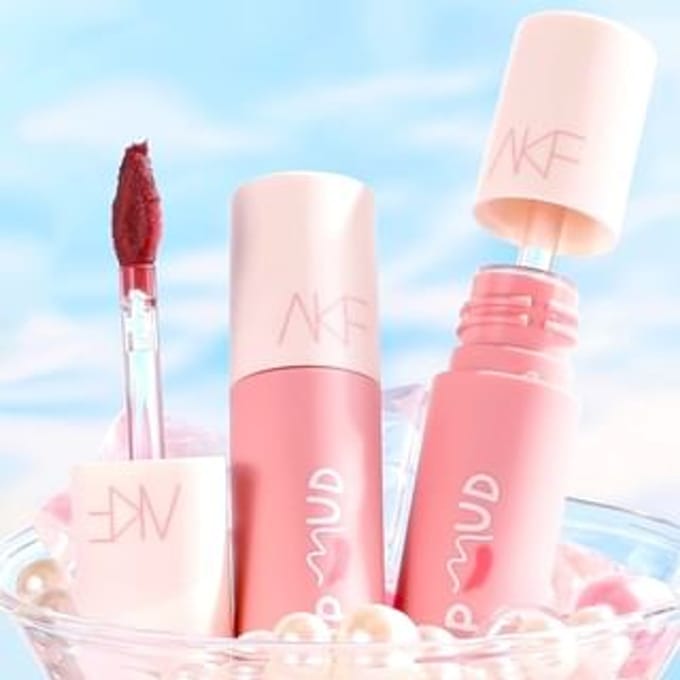 AKF - Velvet Lip Mud - 4 Colors (M08-M17) M16# Peach Tea - 3g