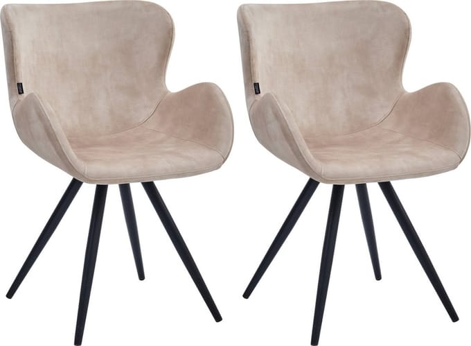 Colenis® - Anabella Eetkamerstoel - Set Van 2 - Beige - Adoré Velvet - Industrieel - Met armleuning