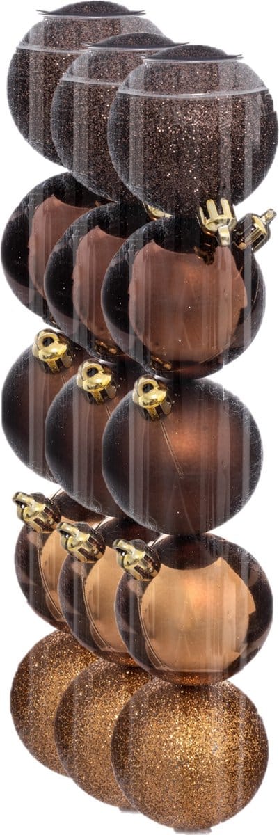 Atmosphera kerstballen - 15x stuks - brons - kunststof - 5 cm