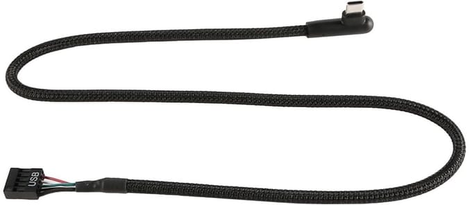 Allecto - USB 9-Pin naar Type-C Kabel 90 Graden 60cm - Motherboard Adapter