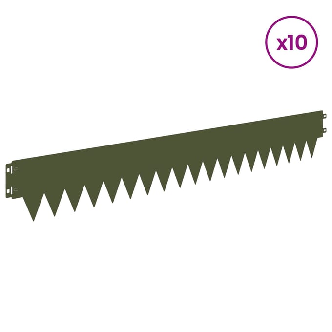 vidaXL - Gazonrand - 10 - st - 103 - x - 15 - cm - Staal - Olijfgroen